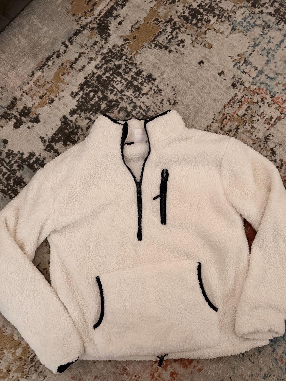 No Boundaries Sherpa Half-Zip Pullover with Black Trim